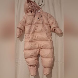 Ralph Lauren logo One-Piece Down Puffer Snowsuit